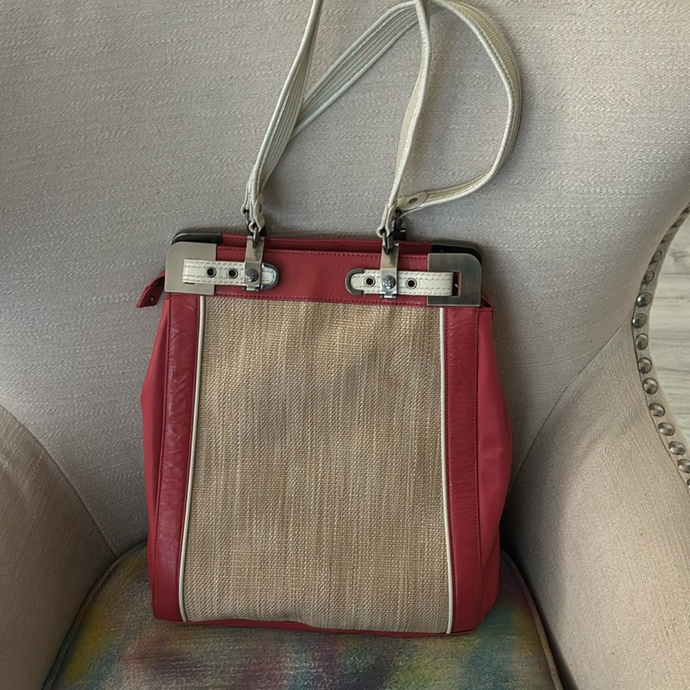 Coral and straw Handbags by BCBG New never been worn